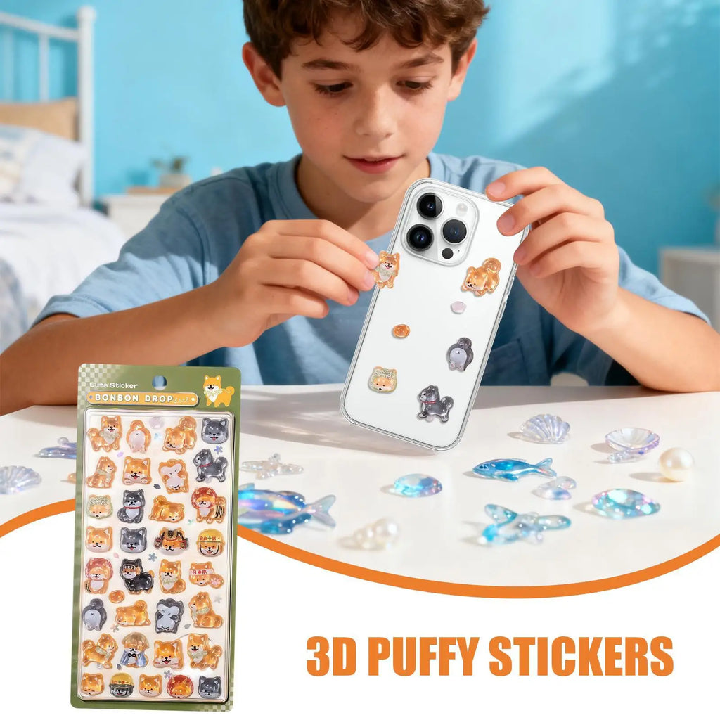 3D Cartoon Relief Sticker Assorted Style 3D Cartoon Relief Sticker Japanese style Shiba Inu sushi DIY Crystal Jelly Patch