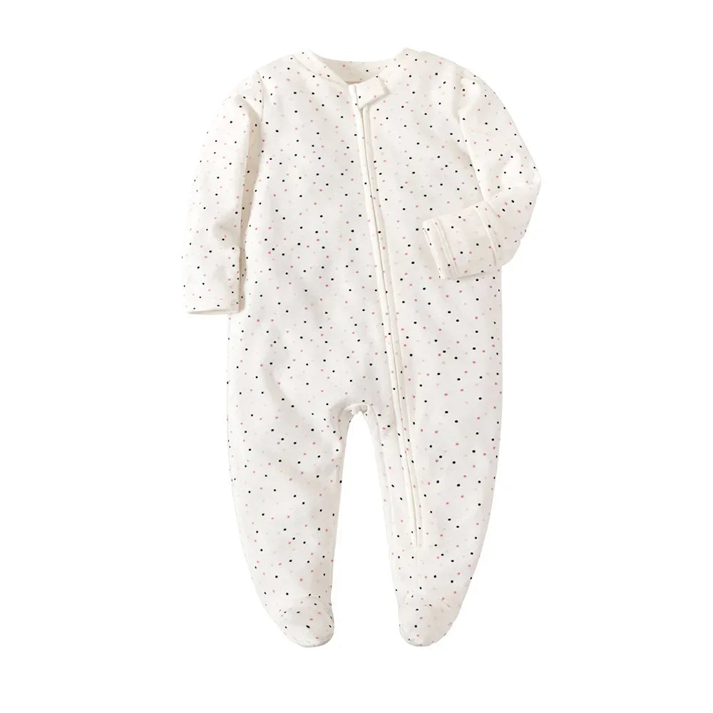 Newborn Footed Pajamas Zipper Girl and Boy Romper Long Sleeve 0-12 Months Baby Clothe Jumpsuit Cotton Fashion Baby Clothing
