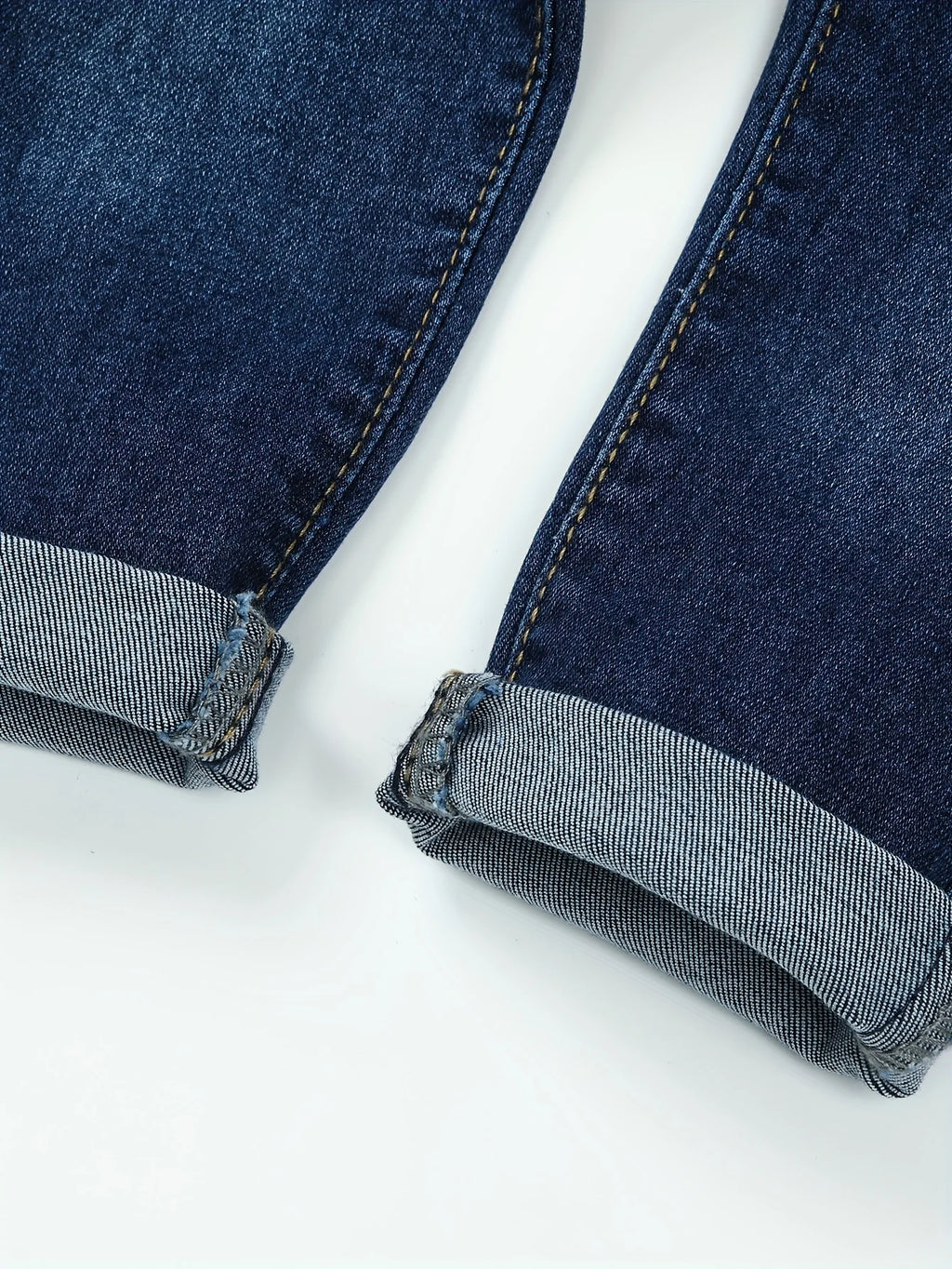 Boys' Slim-Fit Stretch Denim Jeans - Dark Blue Casual Style Pants with Pockets, Perfect for Spring & Fall, Durable Construction