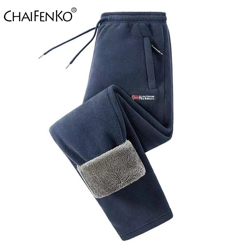 Men Fleece Thickening Casual Pants Winte Windproof Keep Warm Comfort Solid Straight Pants New Fashion Versatile Sweat Pants Men