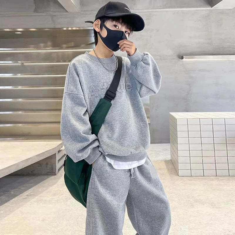 5-14 Years Teenager Boys Clothing Sets Spring Autumn New Fashion Letter Sweatshirt + Pants 2Pcs Tracksuit Suits For Kids Clothes