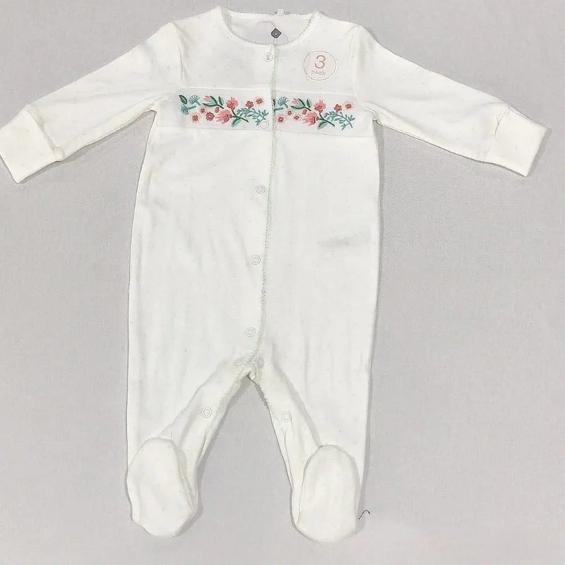 Four Season Baby Boy Footies Long Sleeves Round Collar Floral Snap Button Romper Young Children Jumpsuit Baby Girl Outfits HJ11