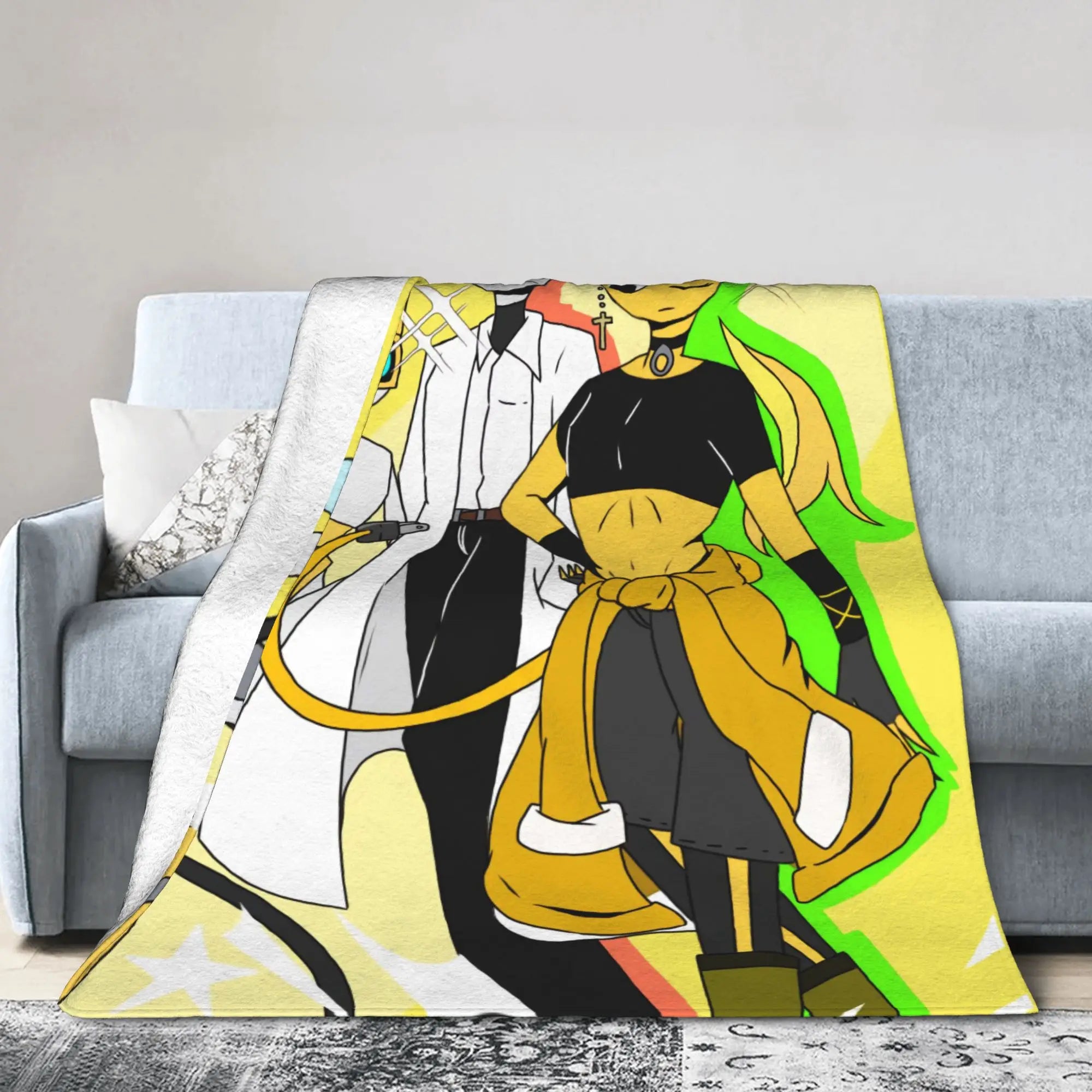 Warm Soft BlanketsChildren Travel Sprunki Gray & Wenda Throw Blanket  Flannel Bedspread For Bedroom Novelty Sofa Bed Cover