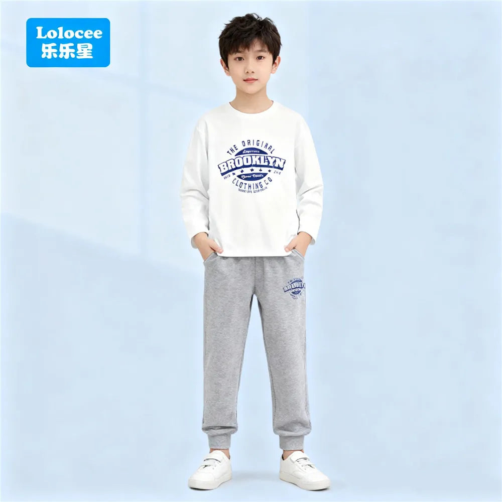 Kids Sport Outfit Teens Spring Autumn Long Sleeve T-shirt Top & Pants 2pcs Sets Boys' Gamepad Printed Tracksuit YXJ01