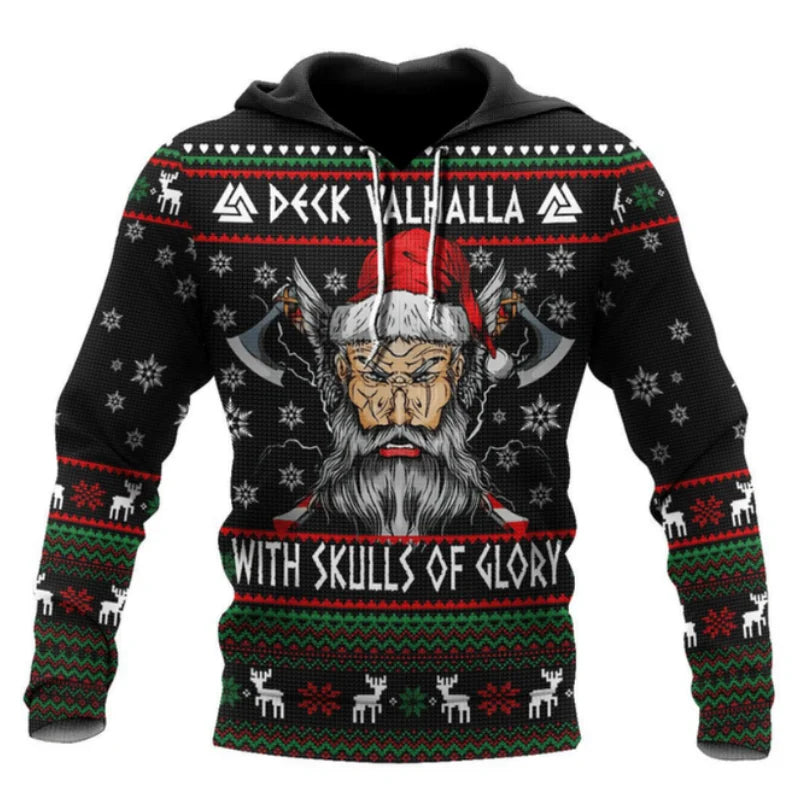 Santa Claus Print Hoodies For Men Autumn and Winter New in Sweatshirts Christmas Harajuku Oversized Clothing Casual Pullover Top