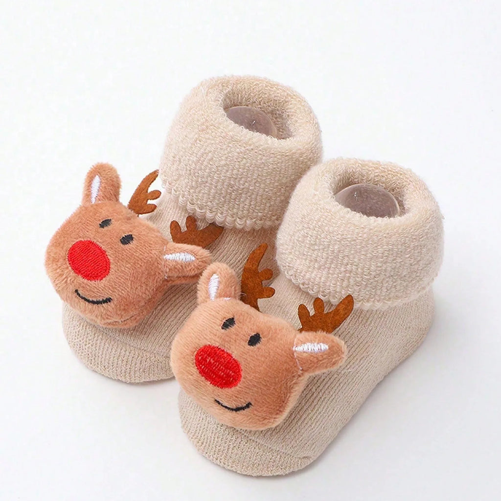 Cute Elk Santa Claus Doll Knitted Baby Socks Newborn Toddler Soft Snowman Warm Floor Socks Girls Infant Boys Mid Socks New
