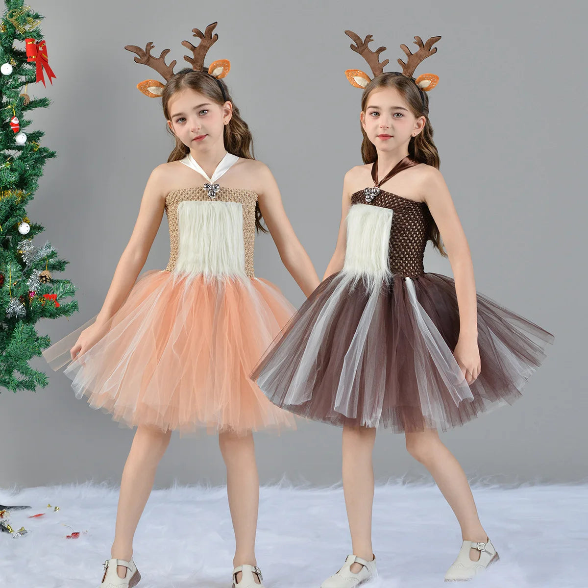 Umorden 2-12Y Toddler Child Kids Christmas Deer Reindeer Costume Dress for Girls Tutu Dress Set