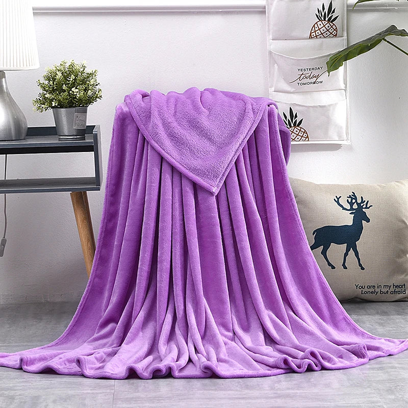 Soft Warm Blankets For Beds Winter Mink Throw Solid Sofa Cover Bedspread Winter Plaid Blankets Winter Sheet Bedspread