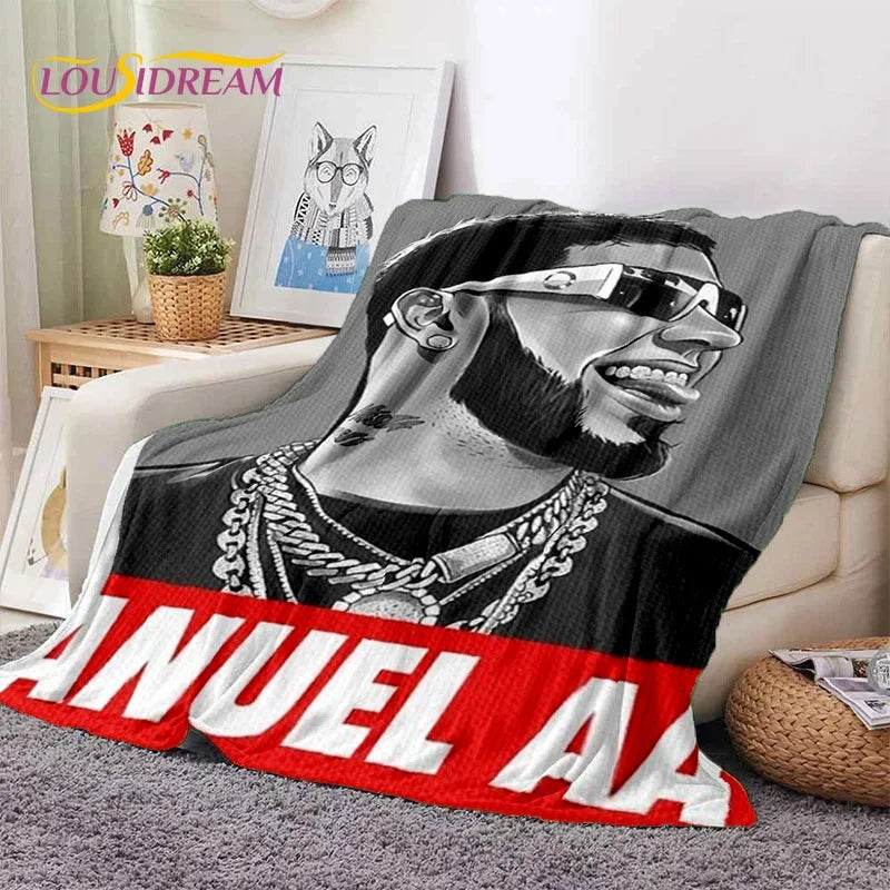 Free Anuel AA Rapper Hip Hop Singer Soft Flannel Blanket for Beds Bedroom Sofa Picnic,Throw Blanket for Outdoor Leisure Nap Gift