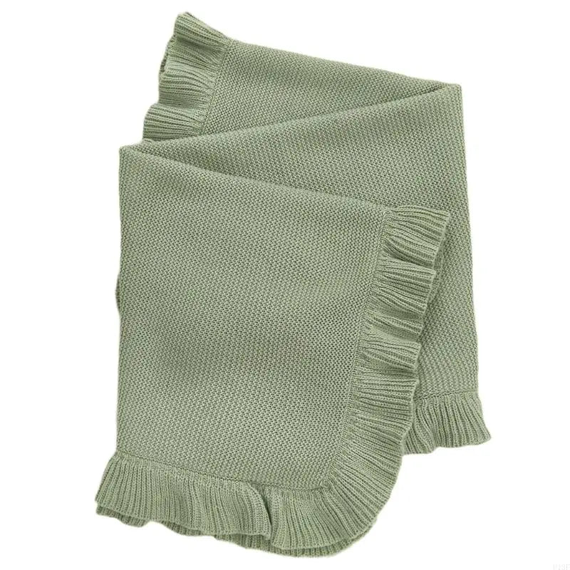 Baby Blanket for Newborns Cotton Ruffle Knitted Wrap Towel Soft and Breathable Bed Blanket for Autumn Winter 75x95cm