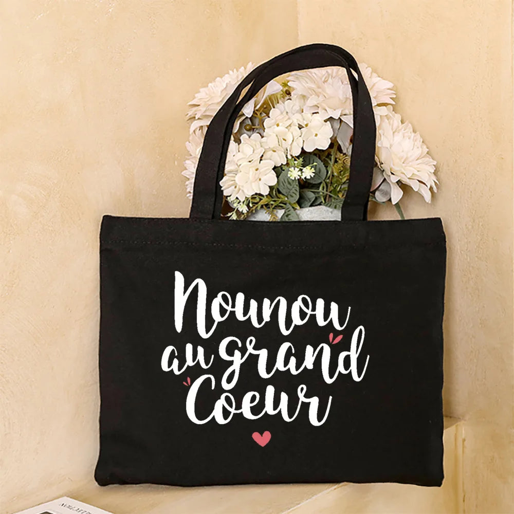 Thank You for Taking Care of Me Nanny Printed Tote Bag Female Shoulder Bag Canvas Handbags Women Shopping Bags Gift for Nounou