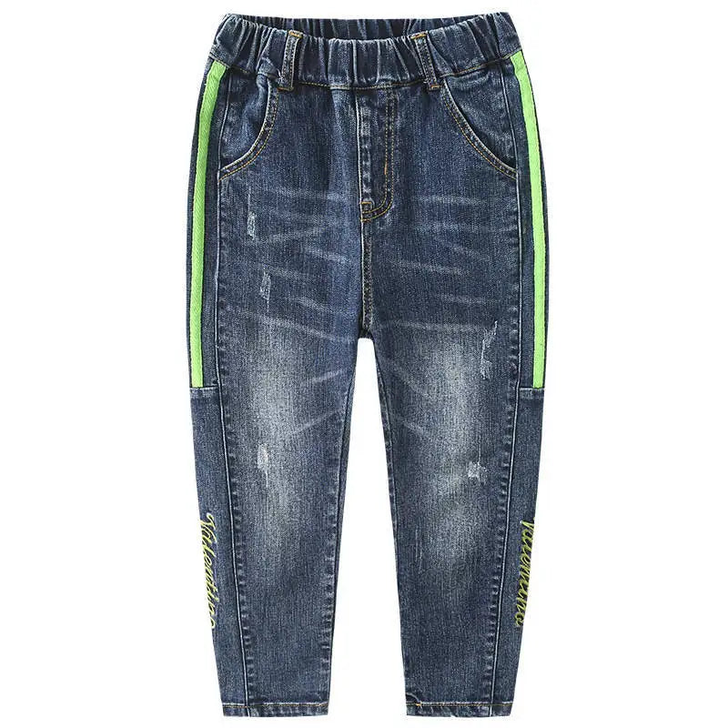 IENENS Child Boys  Jeans Teens Casual Trousers 2024 New Elastic Waist Pants 4-11 Years Fashion Slim Denim Pants