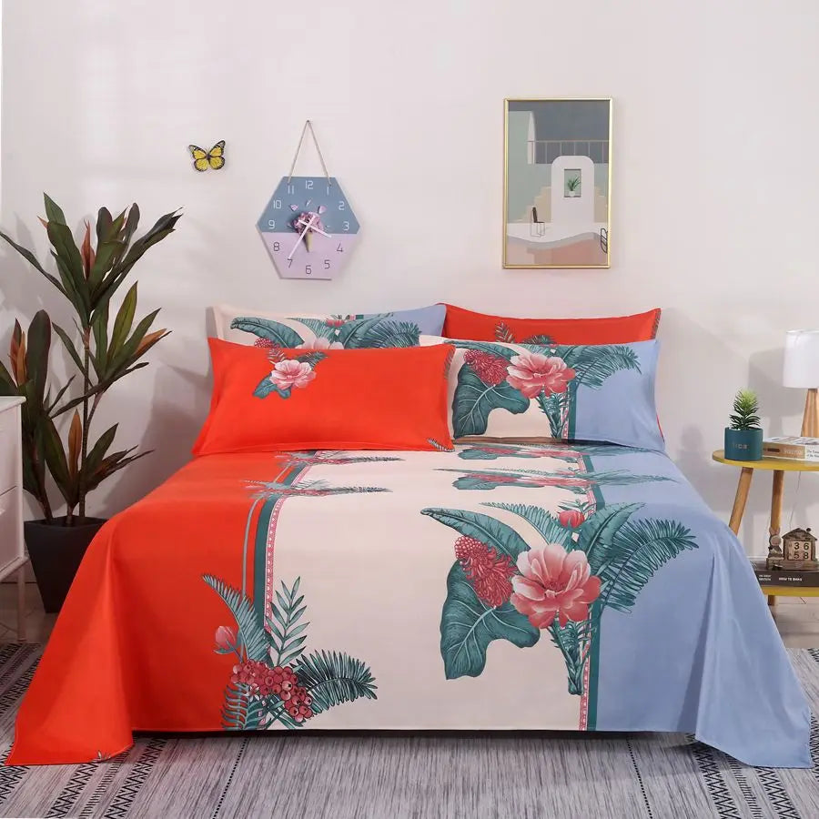 1Pcs Bed Sheet Home Textile Modern Polyester Cotton Flat Sheets Bed Linens Single Queen King Size Bedspread(No Pillow Covers)