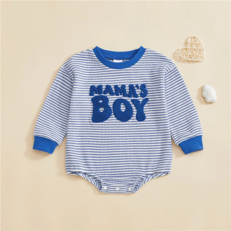 Fashion Baby Romper Autumn Baby Boy Clothes Cotton Striped Embroidery Letter Infant Romper Newborn Clothing 3-18 Months