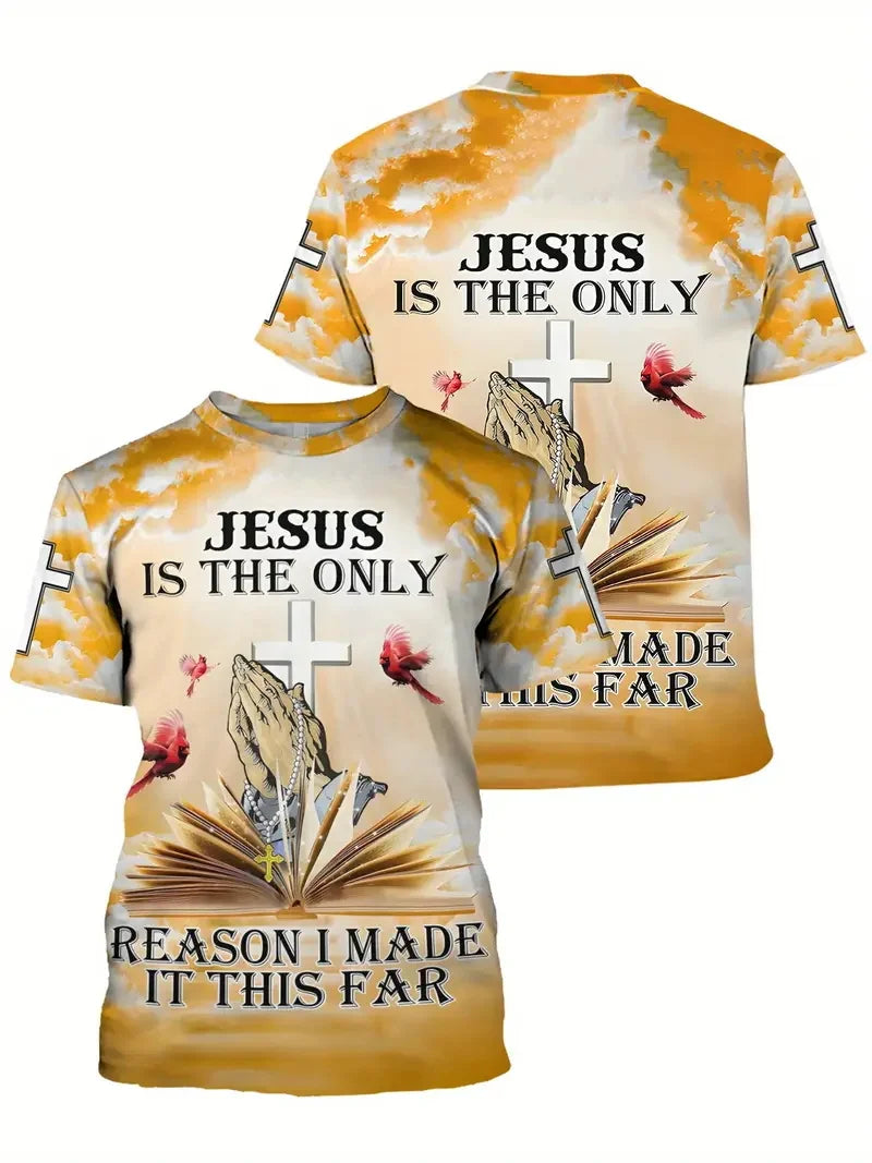 Men's 3D Jesus Print T-Shirt Short Sleeve Casual Crew Neck Praying Hands Design Tshirt For Men New In Oversized Tee Shirt Tops