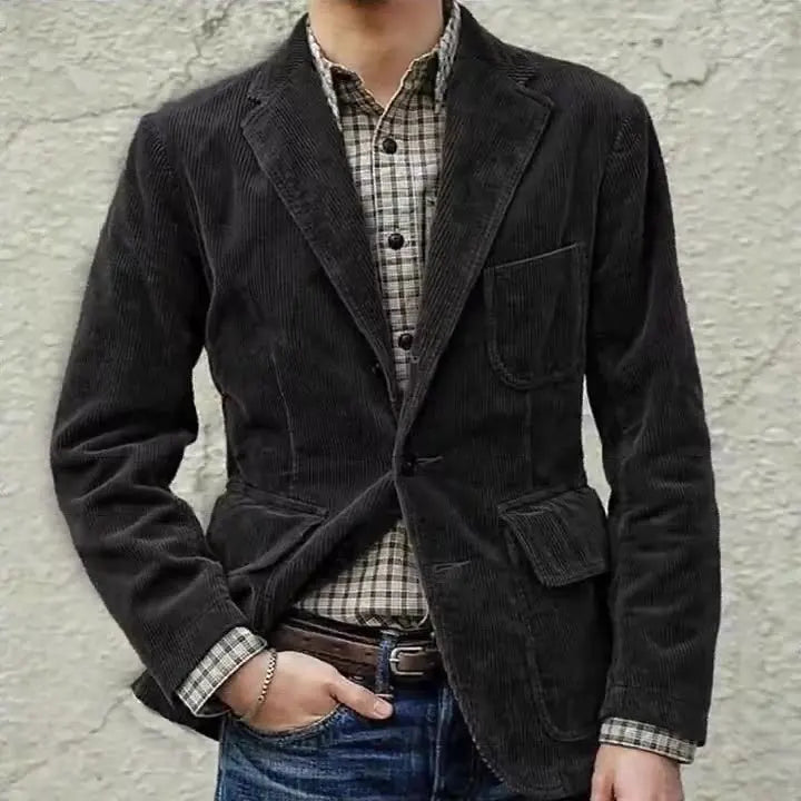 European and American Popular Spring Autumn Comfortable Simple Corduroy Single Breasted Suit Jacket Men's Casual Loose Jacket