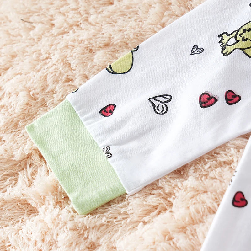 Spring and fall cotton long-sleeved baby clothing green Cartoon dinosaur print 0-18 months baby one-piece  newborn romper