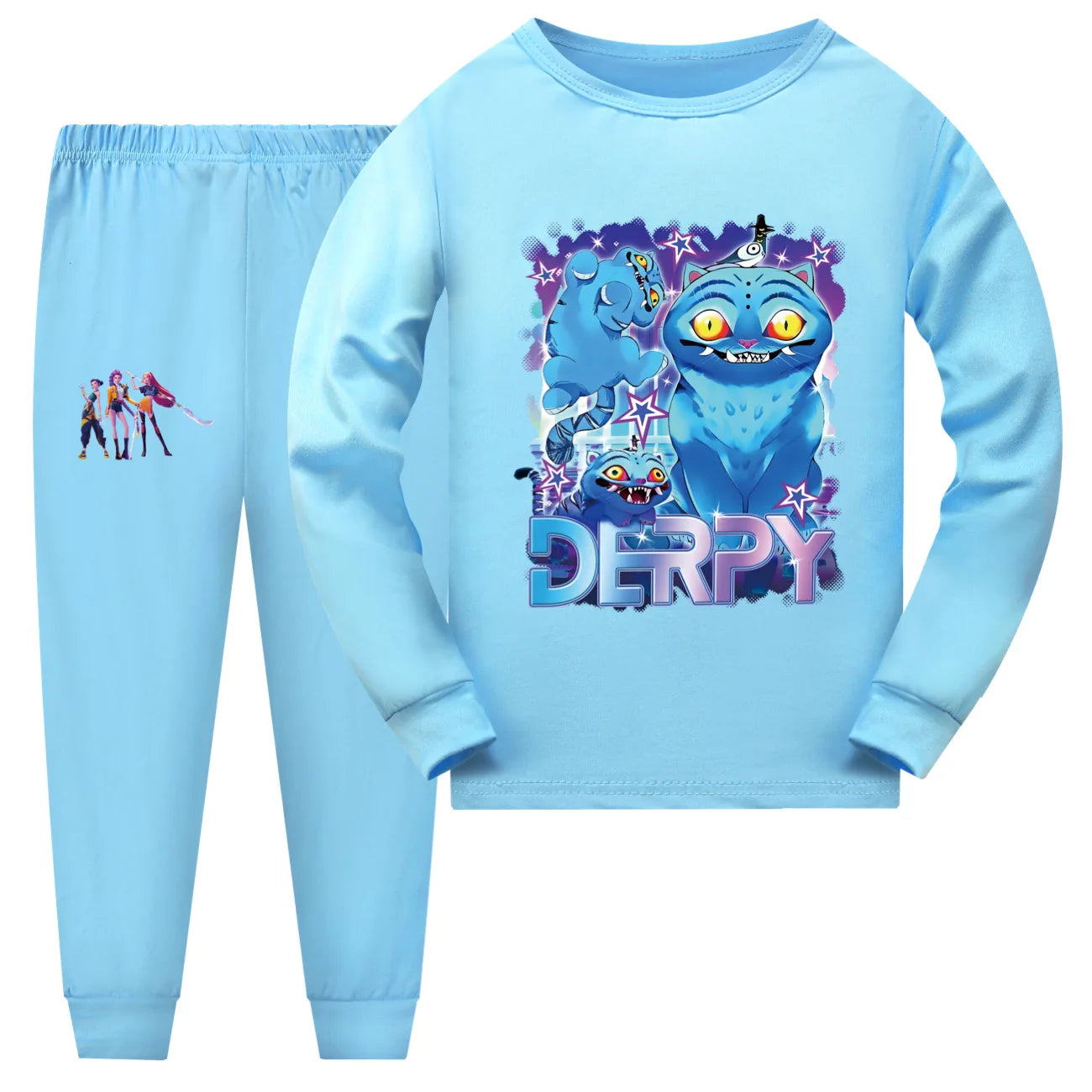 KPop Demon Hunters Huntrix Clothes Kids T-shirt Sweatpants 2pcs Set Baby Girls Long Sleeve Pajama Sets Boys Spring Sleepwear