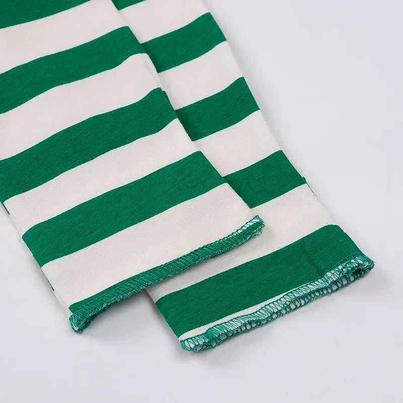 2PCS Christmas Costume Newborn Baby Boy Girl Clothes Striped Romper＋Hat Long Sleeve Cotton Bodysuit Jumpsuits Infant Clothing