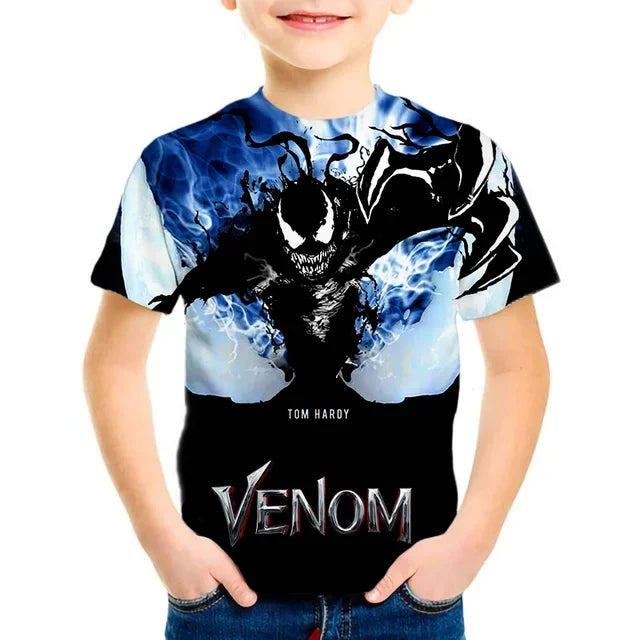4-14 Years Kids Boys Venom Short Sleeve 3D T-shirts Tops Clothes Baby Boys Print Tees Children Clothing Kids Cartoon Outfit