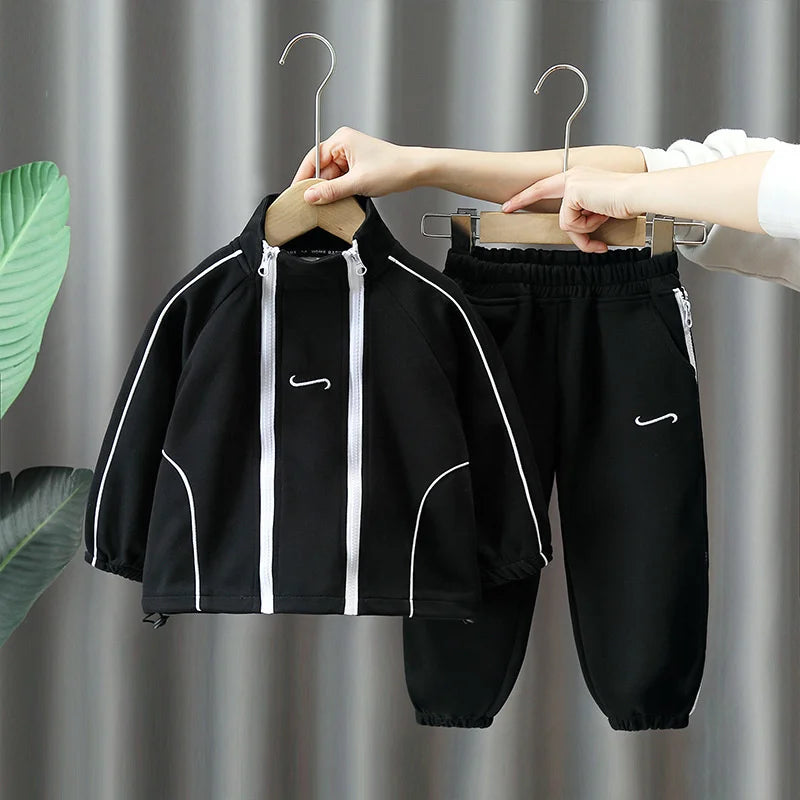 Boys Coat + Trousers Cotton 2PCS/Set Kids Sport Suits 2023 Elegant Winter Autumn Plus Size Teenagers Children Sets