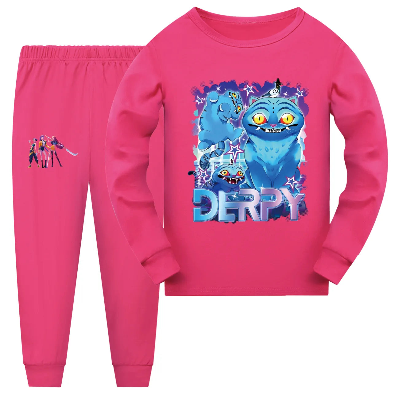 KPop Demon Hunters Huntrix Clothes Kids T-shirt Sweatpants 2pcs Set Baby Girls Long Sleeve Pajama Sets Boys Spring Sleepwear