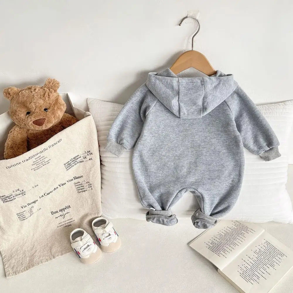 2025 Winter Baby Romper Boys Thick Fur Lined Jumpsuit Warm Fleece Lining Toddler Outfit Infant Boys Clothes 12-24M