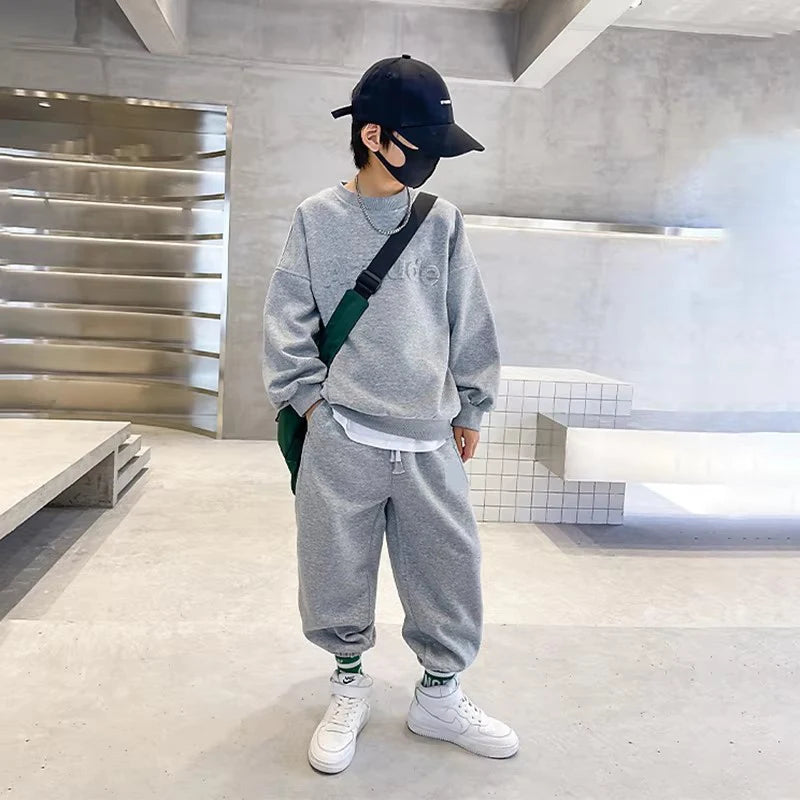 5-14 Years Teenager Boys Clothing Sets Spring Autumn New Fashion Letter Sweatshirt + Pants 2Pcs Tracksuit Suits For Kids Clothes