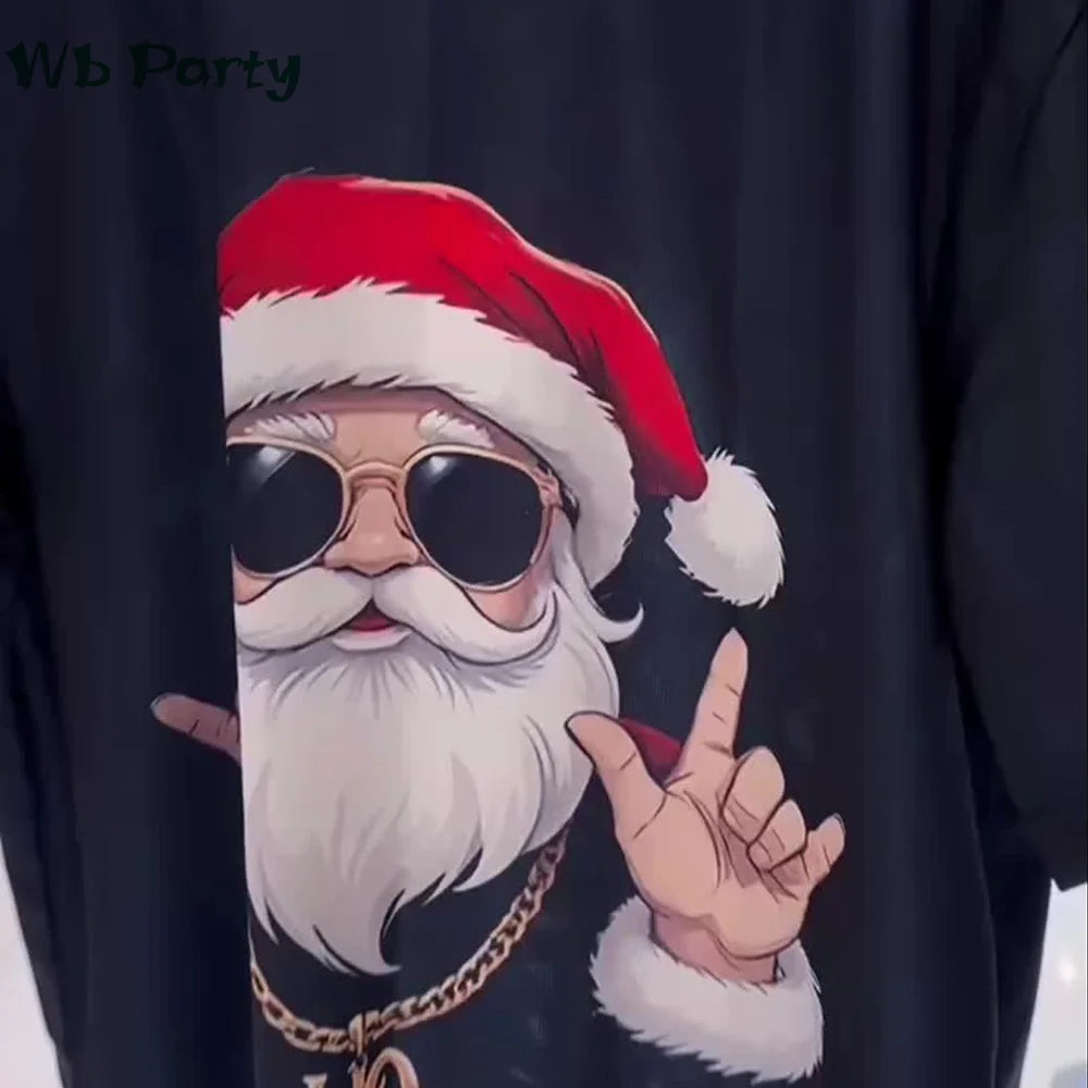 Funny Christmas T shirt Men Santa Claus Men's Clothing O-Neck Short Sleeve Tee Simple Men's T-shirt Fashion T-shirts for Men Top