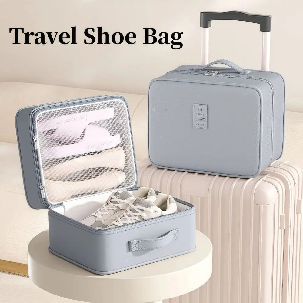 Upgraded Multi-layer Travel Shoe Bag Waterproof Sturdy Sneakers Storage Bag Zipper Portable Storage Box Store 4 Pairs of Shoes