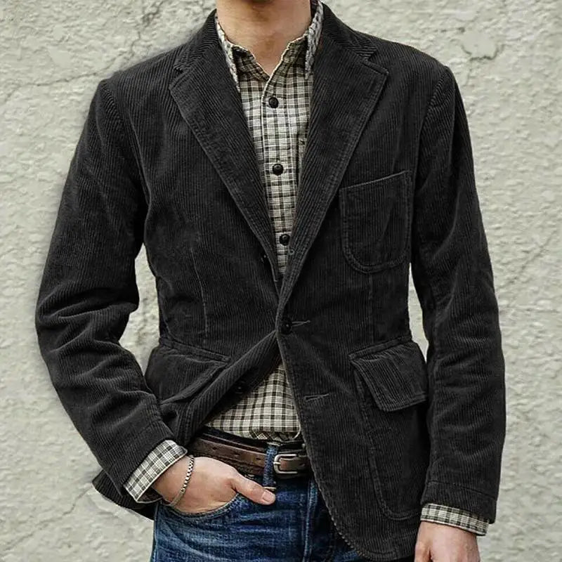 European and American Popular Spring Autumn Comfortable Simple Corduroy Single Breasted Suit Jacket Men's Casual Loose Jacket