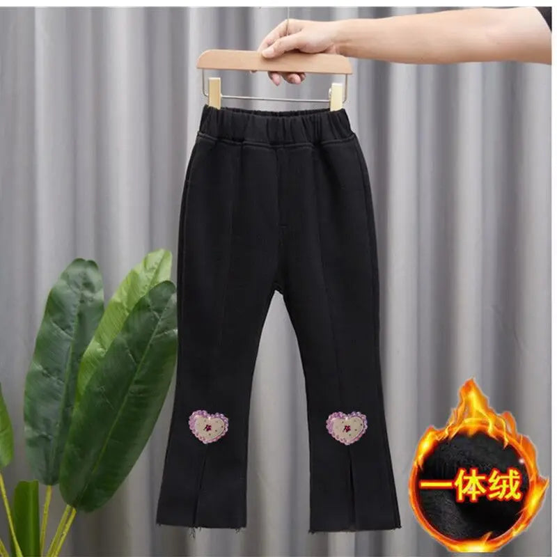 3-14 Years Teenage Pants For Girls Roupa Infantil Menina Winter Fleece Children Jeans Kids Denim Trousers Girls Clothing