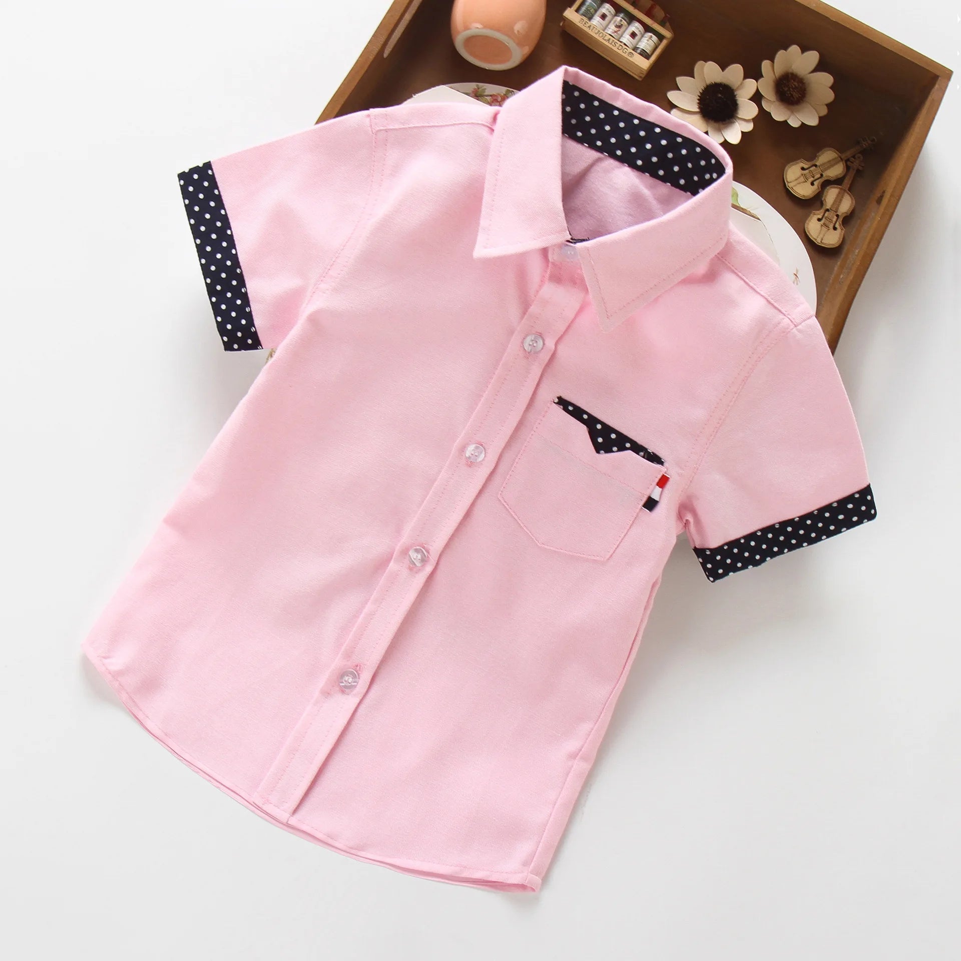 Boys Hot Sale Shirts Children Fashion Solid Cotton Short-sleeved Boys Shirts For 2-14Age kids Blouses clothes Baby Shirts Tops