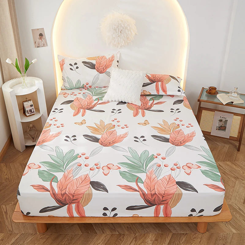 1 piece of bed sheet for bedroom 100%Polyeste Elastic Band Around bedding Fitted Sheet Only (excluding pillowcases)