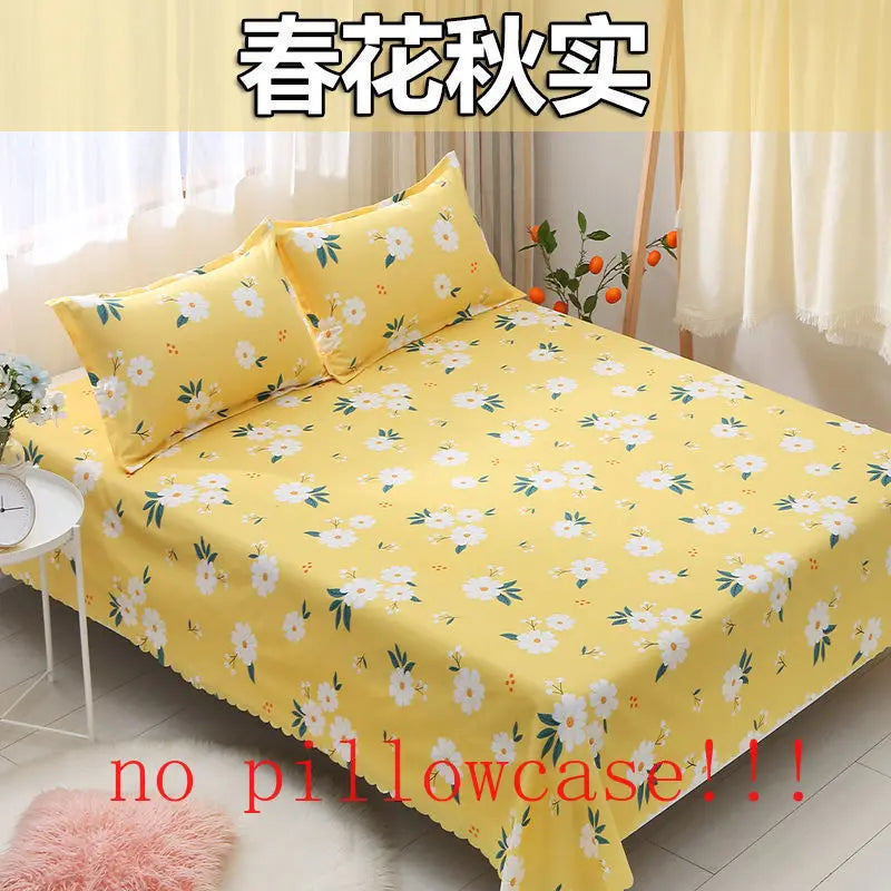 Flat Sheets Printed Washed Household Comfortable Students Queen King Size Bed Cover Breathable Single Double Bedspread Trendy