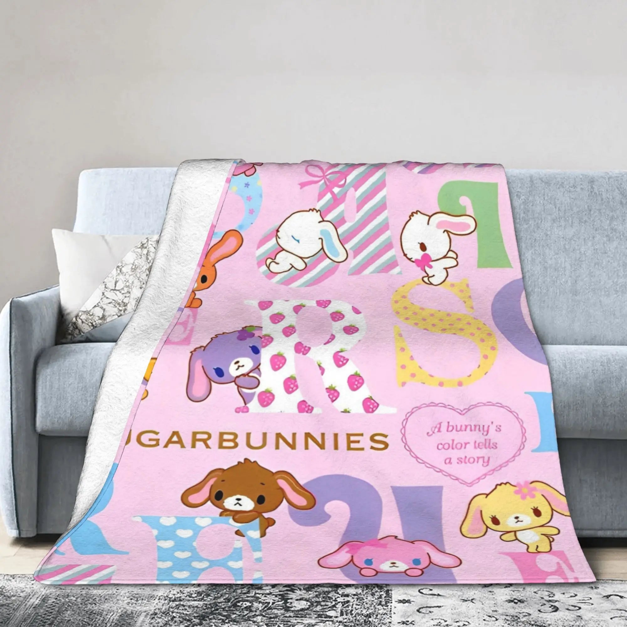 Cartoon Sugarbunnies Blanket  Fleece Awesome Soft Throw Blankets for Bedspread  Winter