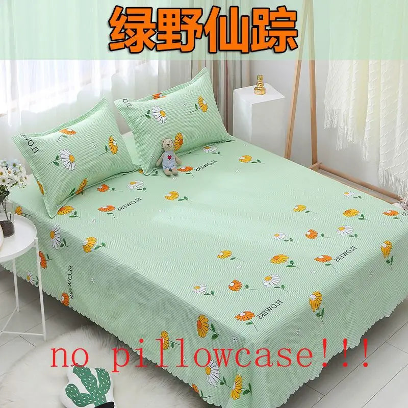 Flat Sheets Printed Washed Household Comfortable Students Queen King Size Bed Cover Breathable Single Double Bedspread Trendy