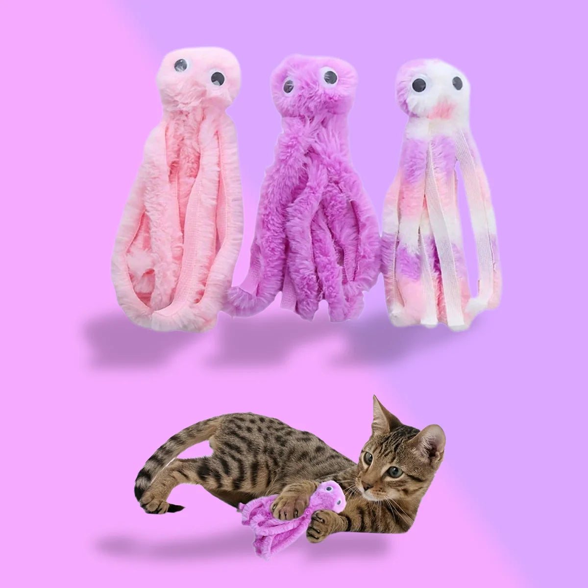 Cute Interactive Octopus Shaped Cat Plush Toy for Relieve Boredom Bite Resistant Cat Toy for Teeth Cleaning Pet Supplies for Cat