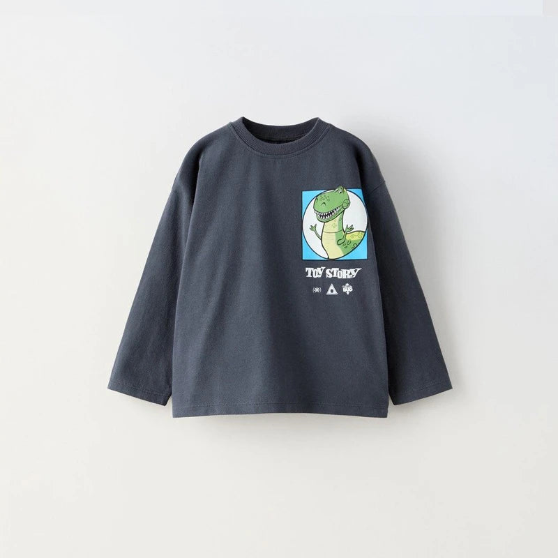 Trendy Clothes For 0-7Years Old Boys Child Long Sleeve Loose Casual Tshirt Toddler New Design Fashion Clothes Thin Simple Tees