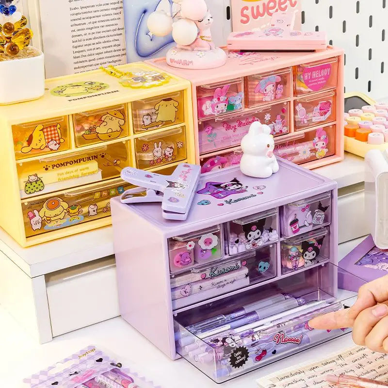 Sanrio Kuromi Cinnamoroll Kuromi sweet and cute student desktop girl storage box compartment drawer storage box peripheral gifts