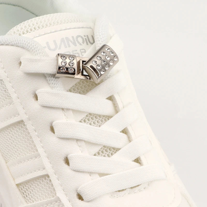 Magnetic Shoe Laces Without Ties Elastic Shoelaces For Sneakers  Diamond Metal Lock Convenient Lazy Shoes Lace Unisex 1Pair