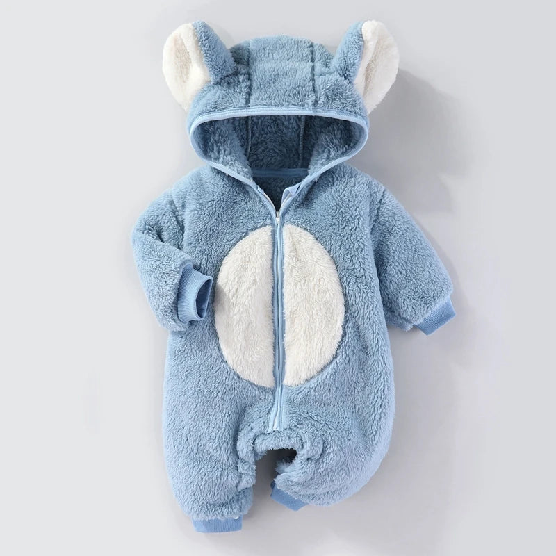 Soft Newborn Baby Jumpsuit Flannel Autumn Winter Boys Girls Clothes Cartoon Newborn Bodysuit Coat Warm Rompers for Babies 0-18M