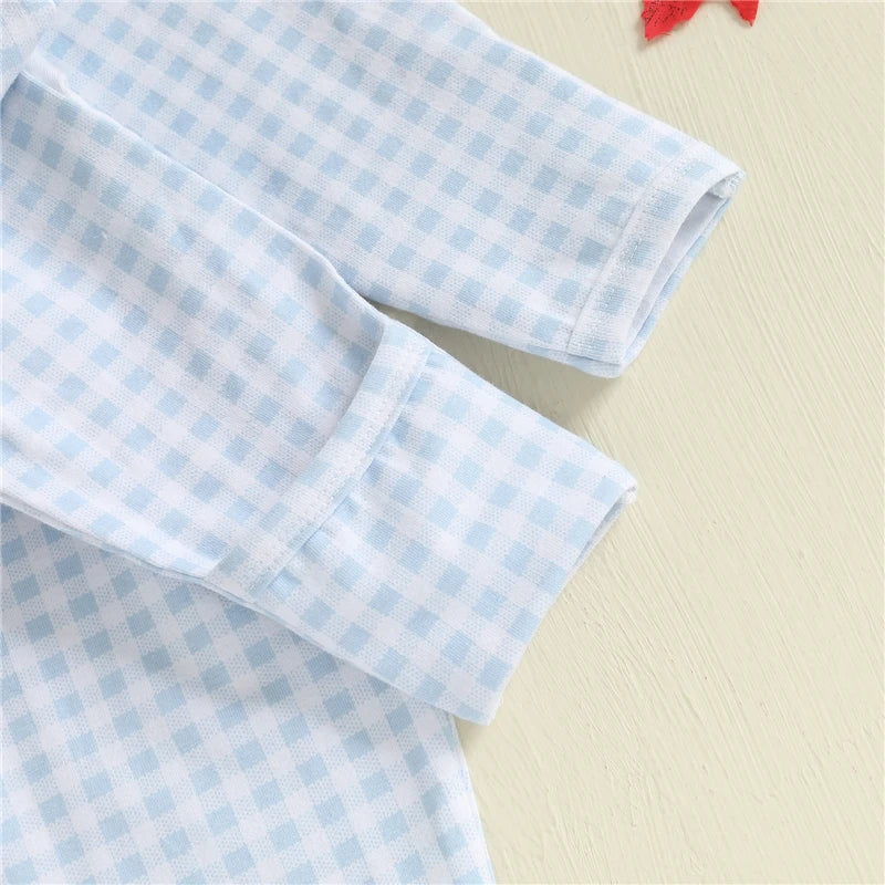 Baby Clothes Baby Girls Boys Halloween Romper Pumpkin Embroidery Plaid Doll Collar Long Sleeve Footie Jumpsuit for Fall