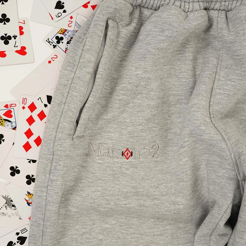 2025 Poker Card Love Embroidery Pattern Casual Double Waist Two-Piece Pants Popular Fake Two-Piece Double Waist Head Pants