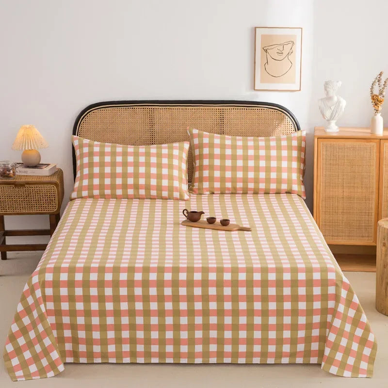 Soft 100% Cotton Coarse Cloth Bed Sheet Thick Sleep Naked Single Double Bedsheet Comfortable Durable Breathable Bed Sheets Queen