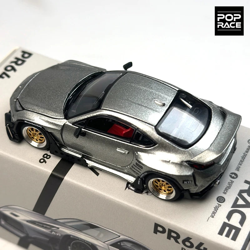 POPRACE 1:64 PANDEM GR86 Silver alloy car model 235