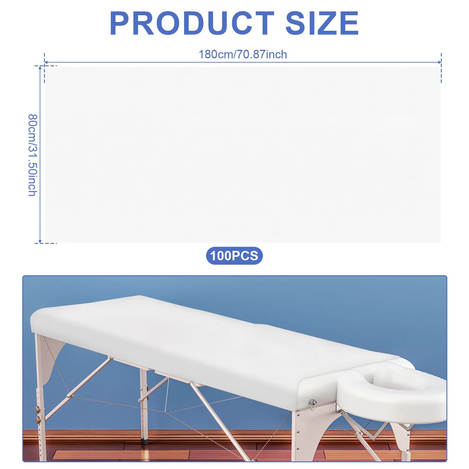 100Pcs Disposable Bed Sheets 80x180cm Non Woven Spa Massage Table Cover Comfortable Breathable Salon Bedsheet for Travel Hotel