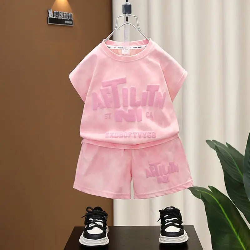Summer Teenage Boy Clothes Kids Letter Print Sleeveless Top & Shorts 2pcs Suit New Fashion Baby Boys Clothing Children Tracksuit