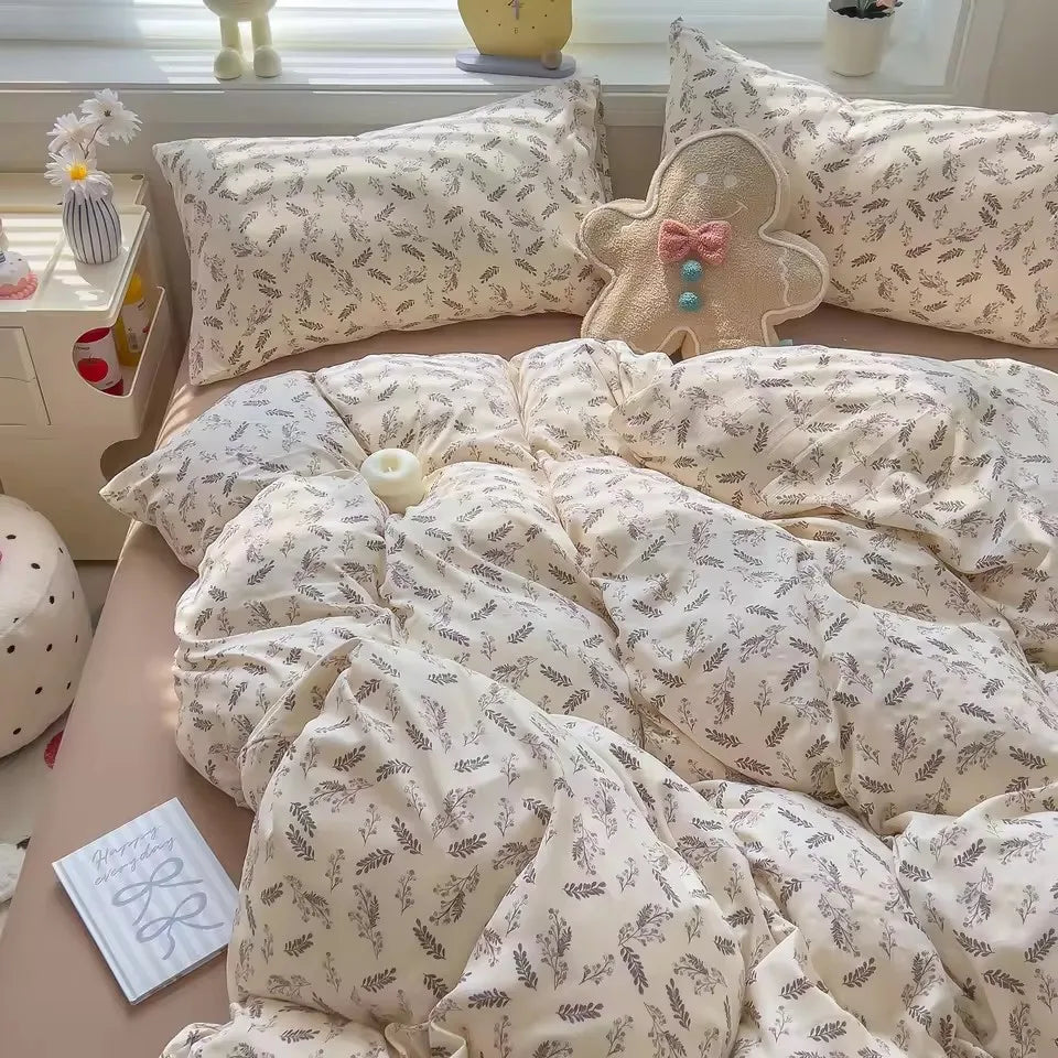 Bedding Set Simple Style Duvet Cover Pillowcase with Bedsheet Home Bedclothes Boys Girls Room Bed Sheet Sets 이불세트