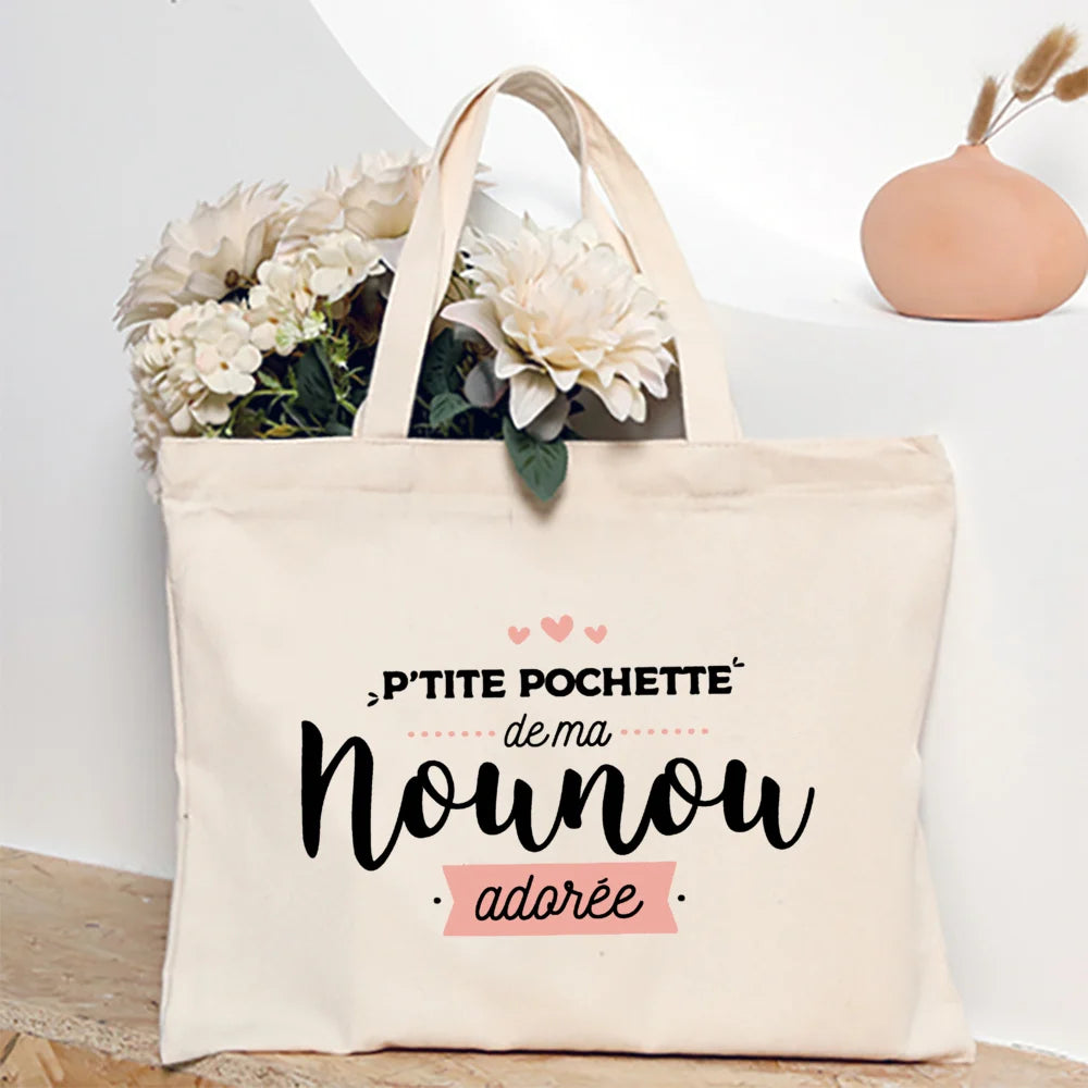 Thank You for Taking Care of Me Nanny Printed Tote Bag Female Shoulder Bag Canvas Handbags Women Shopping Bags Gift for Nounou